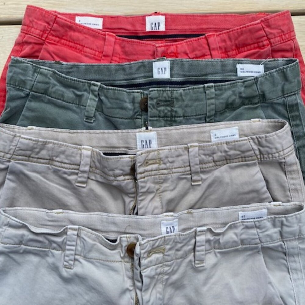 Bundle of 4 pairs: Gap Girlfriend Chinos. Size 2.